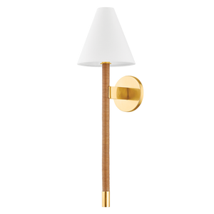 Watkins Wall Sconce in aged brass — a Hudson Valley wall sconce for bathrooms, hallways, and living rooms at Laurie Yapp Home.