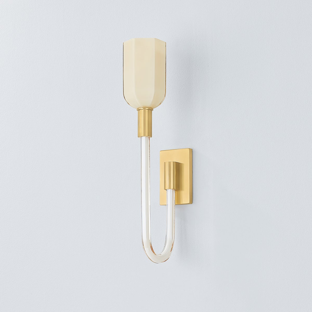 Chester Park Wall Sconce in aged brass shown from a second angle to highlight the arm curve and shade silhouette.