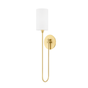 Harlem Wall Sconce in aged brass — a Hudson Valley wall sconce for bathrooms, hallways, and living rooms at Laurie Yapp Home.