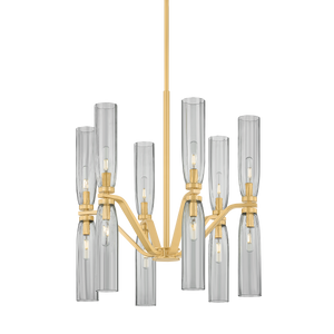Harpswell Chandelier 25" in aged brass — a Hudson Valley chandelier for dining rooms, entries, and living rooms at Laurie Yapp Home.
