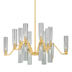 Harpswell Chandelier 43" in aged brass — a Hudson Valley chandelier for dining rooms, entries, and living rooms at Laurie Yapp Home.