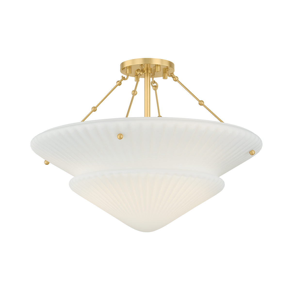 Loburn Semi Flush in aged brass — a Hudson Valley semi flush for hallways, bedrooms, and entryways at Laurie Yapp Home.