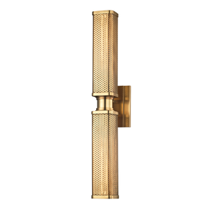 Gibbs Wall Sconce 4.5" x 22.25" in aged brass — a Hudson Valley wall sconce for bathrooms, hallways, and living rooms at Laurie Yapp Home.