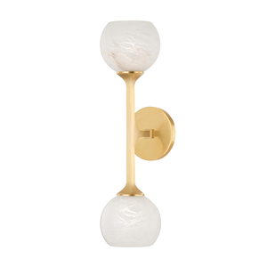 Melton Wall Sconce 2-Light 5" x 18.5" in aged brass — a Hudson Valley wall sconce for bathrooms, hallways, and living rooms at Laurie Yapp Home.