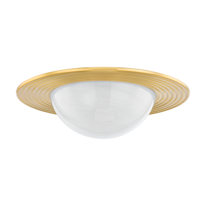 Geraldton Flush Mount 21" in aged brass — a Hudson Valley flush mount for hallways, bedrooms, and entryways at Laurie Yapp Home.