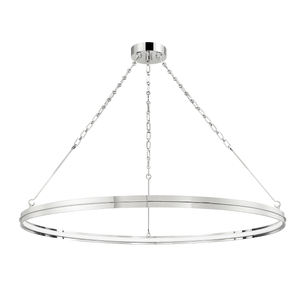 Rosendale Chandelier 42" in polished nickel shown from the front to reveal the frame, arms, and shade detail.
