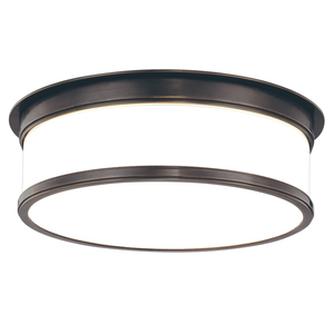 Geneva Flush Mount 15.25" in bronze shown from a second angle to highlight the shade profile and mounting canopy.