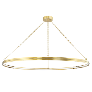 Rosendale Chandelier 56" in aged brass — a Hudson Valley chandelier for dining rooms, entries, and living rooms at Laurie Yapp Home.