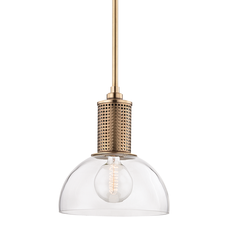 Halcyon Pendant in aged brass — a Hudson Valley pendant for kitchens, entries, and dining rooms at Laurie Yapp Home.