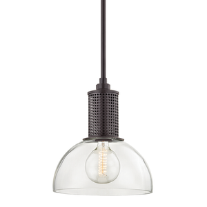 Halcyon Pendant in bronze shown from a second angle to highlight the shade shape and metal detail.