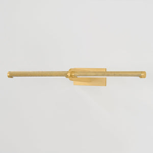 Close-up of the Deptford Picture Light 24" in aged brass showing the arm curve and shade proportion.