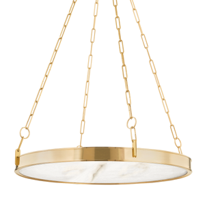 Kirby Chandelier 30" x 3.5" in aged brass — a Hudson Valley chandelier for dining rooms, entries, and living rooms at Laurie Yapp Home.