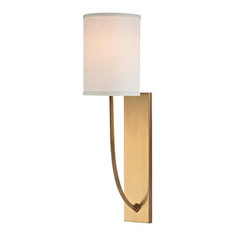 Colton Wall Sconce 4.5" in aged brass — a Hudson Valley wall sconce for bathrooms, hallways, and living rooms at Laurie Yapp Home.