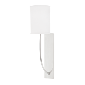 Colton Wall Sconce 4.5" in polished nickel shown from the front to reveal the arm curve and shade silhouette.