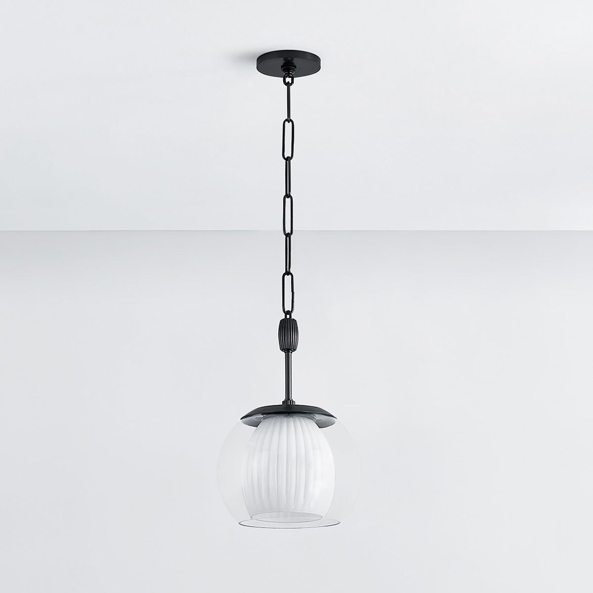 Close-up of the Clementon Pendant 11" in dark bronze showing the shade shape and metal detail.