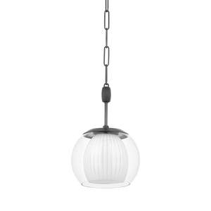 Clementon Pendant 11" in dark bronze shown from a second angle to highlight the shade shape and metal detail.