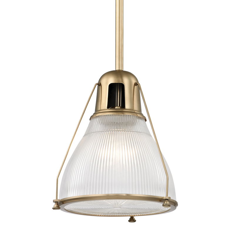 Haverhill Pendant 12" in aged brass — a Hudson Valley pendant for kitchens, entries, and dining rooms at Laurie Yapp Home.