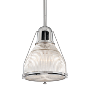 Haverhill Pendant 12" in polished nickel shown from the front to reveal the shade shape and metal detail.