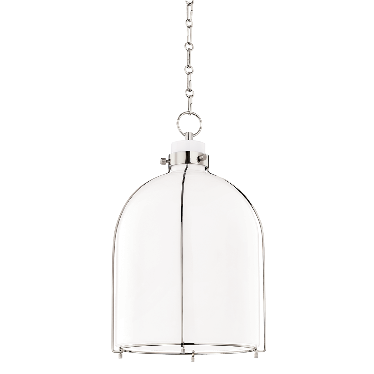 Eldridge Pendant 14" x 23.5" in Aged Brass shown from the front to reveal the shade shape and metal detail.