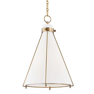 Eldridge Pendant 15.5" x 22" in aged brass — a Hudson Valley pendant for kitchens, entries, and dining rooms at Laurie Yapp Home.