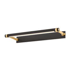 Duell Picture Light 24" in aged brass shown from a second angle to highlight the arm curve and shade proportion.