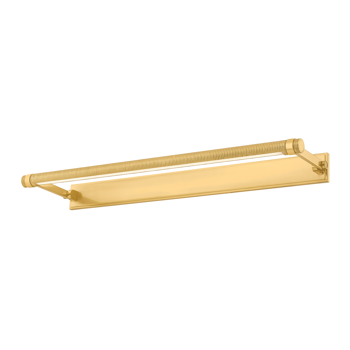 Duell Picture Light 30" in aged brass — a Hudson Valley picture light for gallery walls and reading nooks at Laurie Yapp Home.