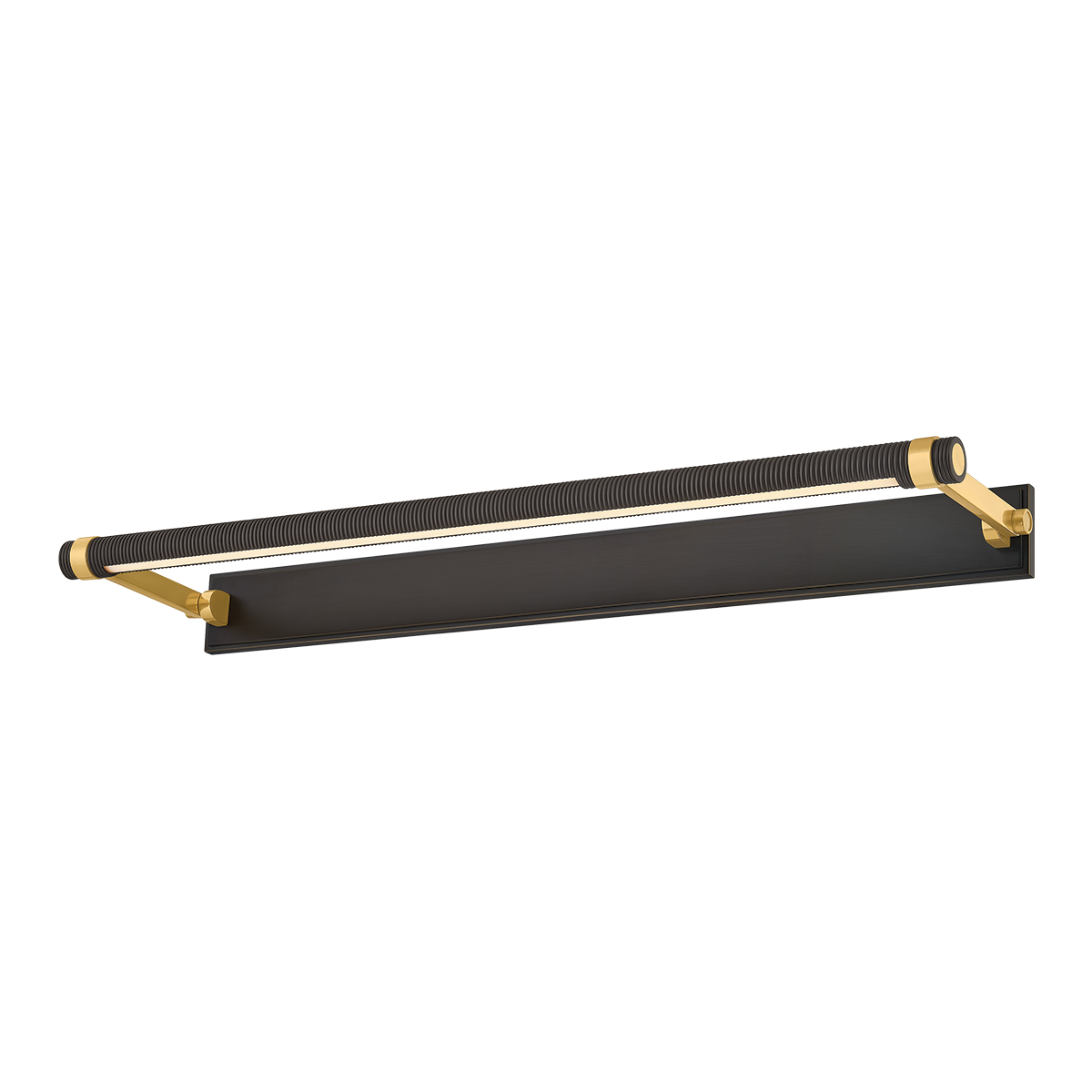 Duell Picture Light 30" in aged brass — a Hudson Valley picture light for gallery walls and reading nooks at Laurie Yapp Home.
