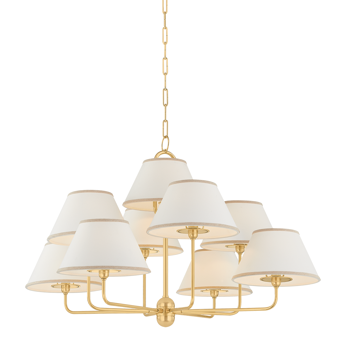Durland Chandelier 40.5" in aged brass — a Hudson Valley chandelier for dining rooms, entries, and living rooms at Laurie Yapp Home.