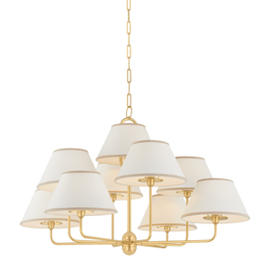 Durland Chandelier 40.5" in aged brass — a Hudson Valley chandelier for dining rooms, entries, and living rooms at Laurie Yapp Home.