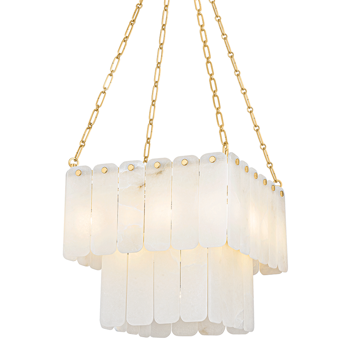 Moissanite Chandelier 20" in aged brass — a Hudson Valley chandelier for dining rooms, entries, and living rooms at Laurie Yapp Home.