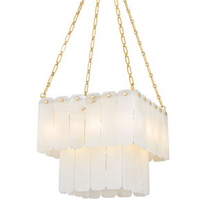 Moissanite Chandelier 20" in aged brass — a Hudson Valley chandelier for dining rooms, entries, and living rooms at Laurie Yapp Home.