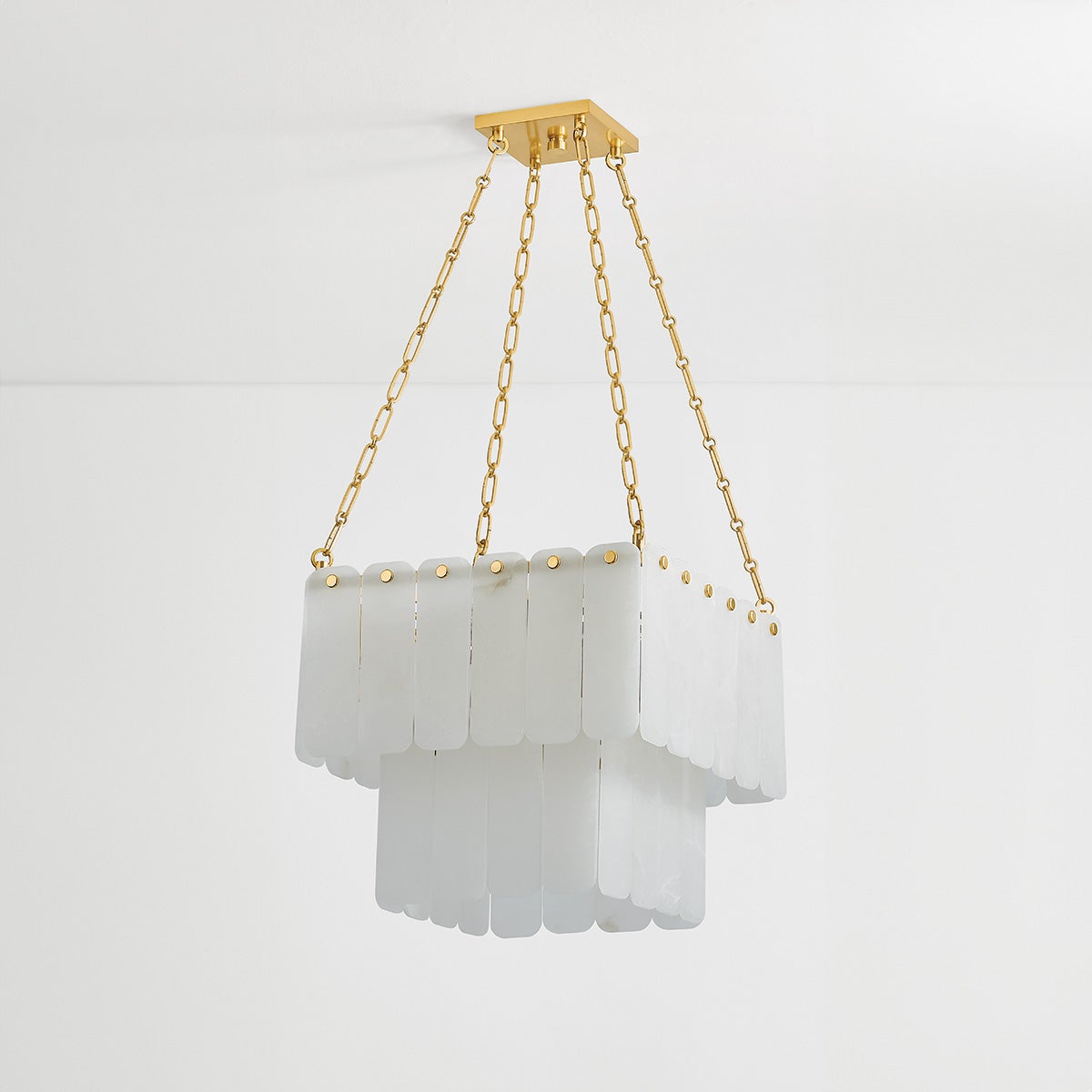 Moissanite Chandelier 20" in aged brass — a Hudson Valley chandelier for dining rooms, entries, and living rooms at Laurie Yapp Home.