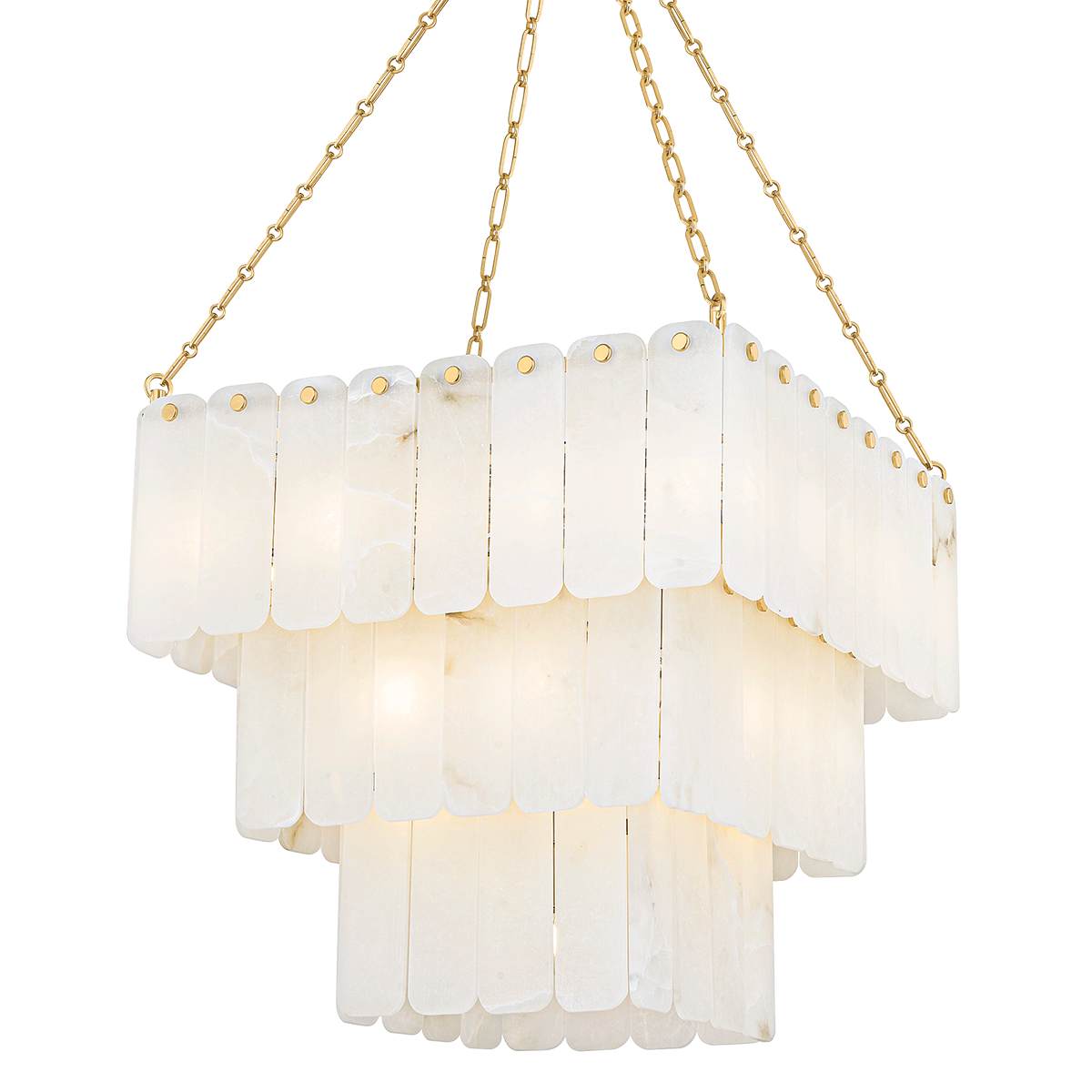 Moissanite Chandelier 26" in aged brass — a Hudson Valley chandelier for dining rooms, entries, and living rooms at Laurie Yapp Home.