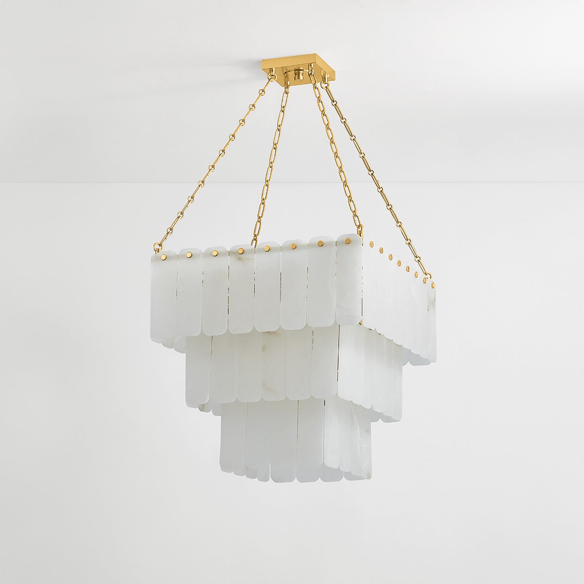 Moissanite Chandelier 26" in aged brass — a Hudson Valley chandelier for dining rooms, entries, and living rooms at Laurie Yapp Home.