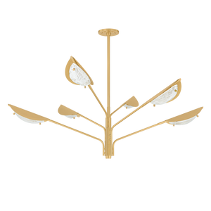 Levin Chandelier 54" in aged brass — a Hudson Valley chandelier for dining rooms, entries, and living rooms at Laurie Yapp Home.