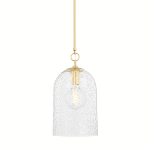 Belleville Pendant 10" in aged brass — a Hudson Valley pendant for kitchens, entries, and dining rooms at Laurie Yapp Home.