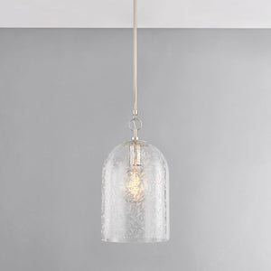 Close-up of the Belleville Pendant 10" in polished nickel showing the shade shape and metal detail.
