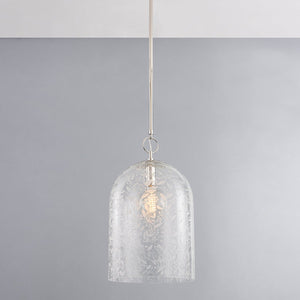 Close-up of the Belleville Pendant 14" in polished nickel showing the shade shape and metal detail.