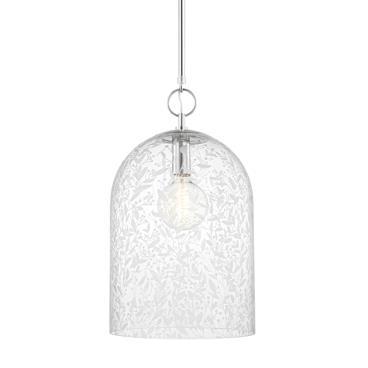 Belleville Pendant 14" in polished nickel shown from a second angle to highlight the shade shape and metal detail.