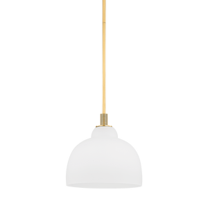 Oberon Pendant 14" in aged brass — a Hudson Valley pendant for kitchens, entries, and dining rooms at Laurie Yapp Home.