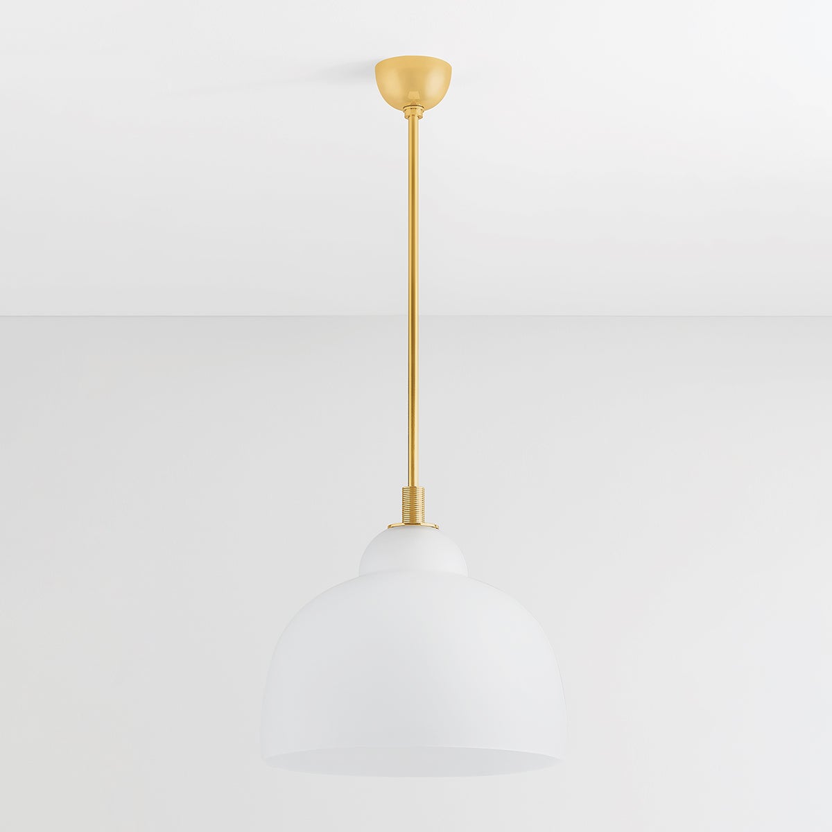 Oberon Pendant 18" in aged brass — a Hudson Valley pendant for kitchens, entries, and dining rooms at Laurie Yapp Home.