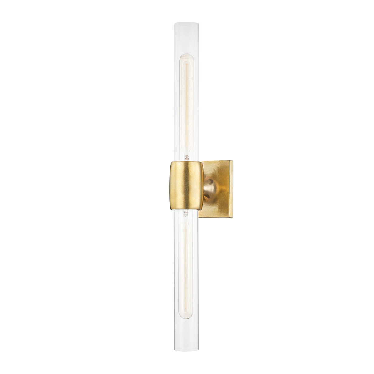 Hogan Wall Sconce 4.5" x 24.5" in aged brass — a Hudson Valley wall sconce for bathrooms, hallways, and living rooms at Laurie Yapp Home.