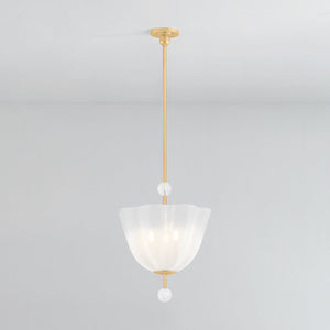 Cambria Heights Lantern in aged brass shown from the front to reveal the frame and glass panel detail.