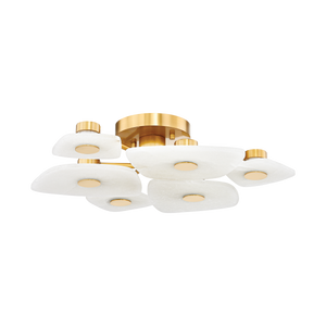 Holmdel Semi Flush 27.75" in aged brass — a Hudson Valley close-to-ceiling for hallways, bedrooms, and entryways at Laurie Yapp Home.