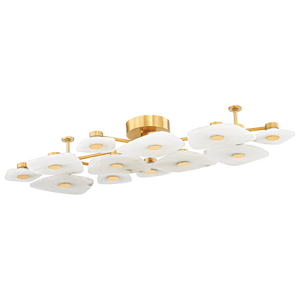 Holmdel Semi Flush 23.75" in aged brass — a Hudson Valley close-to-ceiling for hallways, bedrooms, and entryways at Laurie Yapp Home.