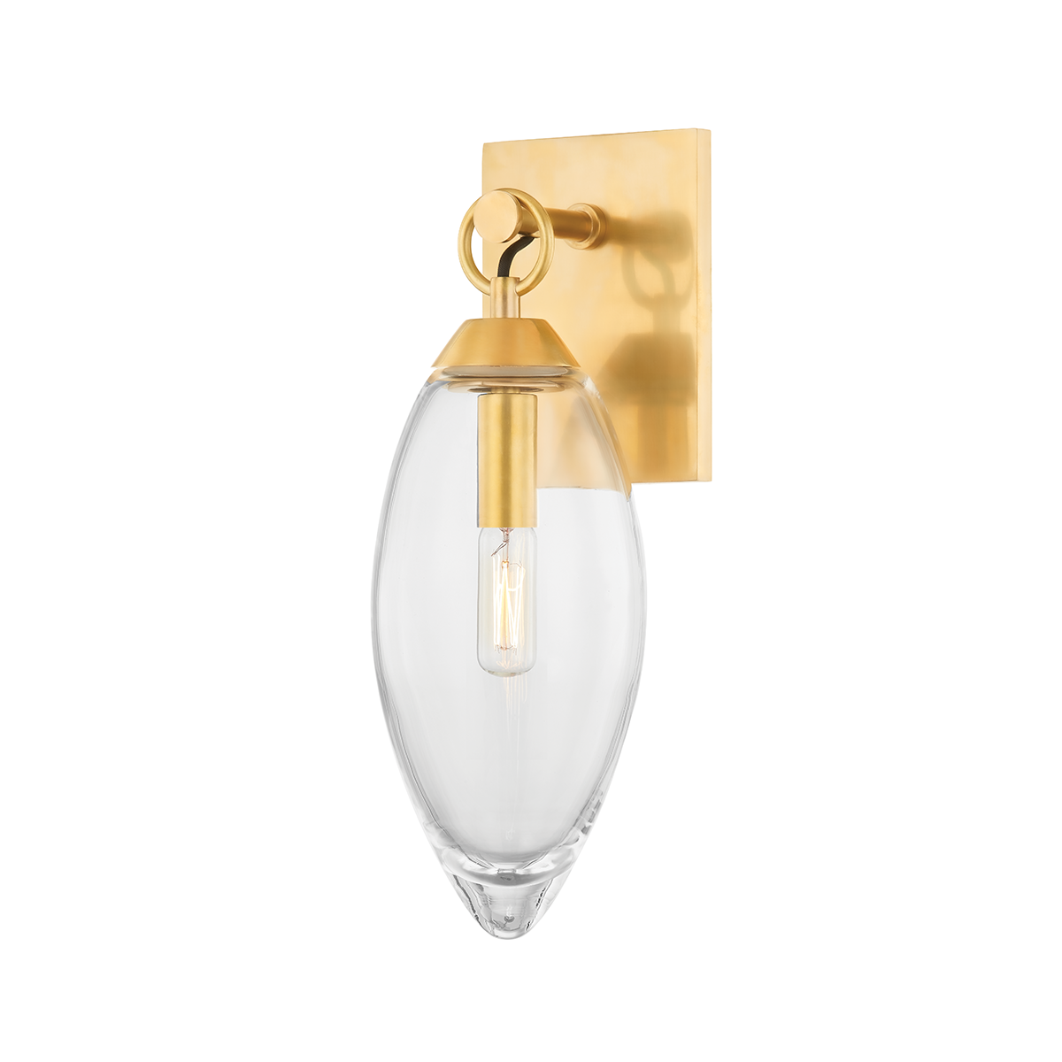 Nantucket Wall Sconce in aged brass — a Hudson Valley wall sconce for bathrooms, hallways, and living rooms at Laurie Yapp Home.
