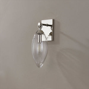 Close-up of the Nantucket Wall Sconce in polished nickel showing the arm curve and shade silhouette.