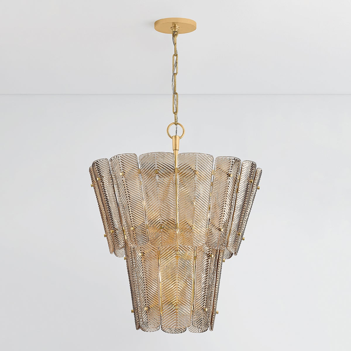 Cassian Chandelier 28.75" shown from the front to reveal the frame, arms, and shade detail.