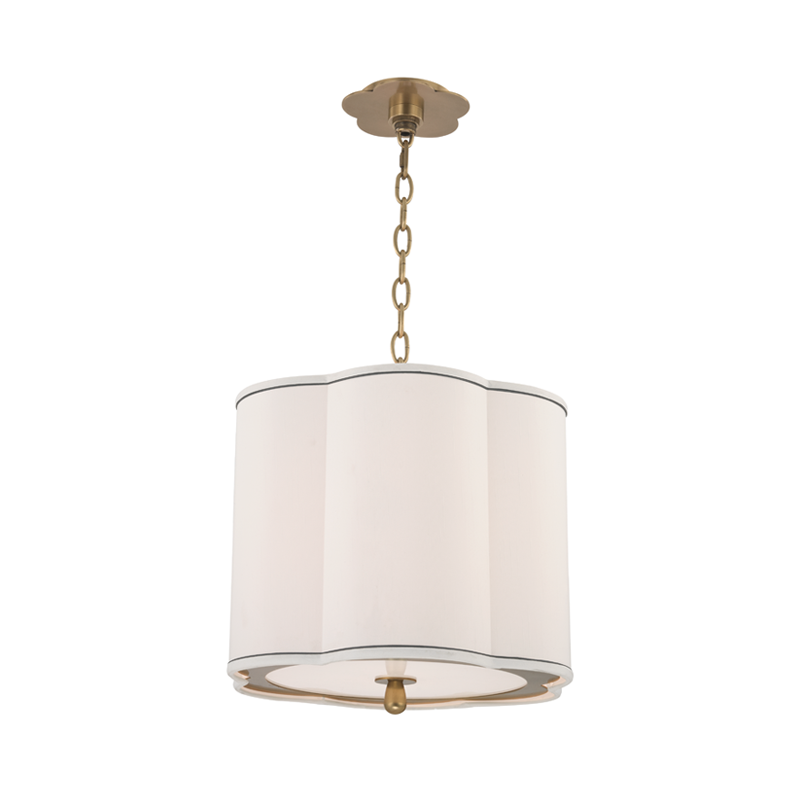 Sweeny Pendant 15" in aged brass — a Hudson Valley pendant for kitchens, entries, and dining rooms at Laurie Yapp Home.