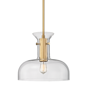 Coffey Pendant 16" in aged brass — a Hudson Valley pendant for kitchens, entries, and dining rooms at Laurie Yapp Home.